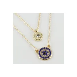 Nazar Figürlü Yeni Sezon İkili Kolye-Sarı