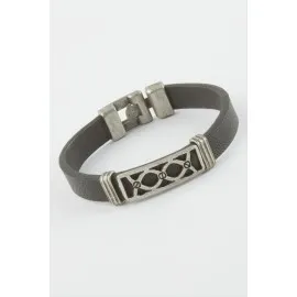 Sonsuzluk Suni Deri Bileklik-Siyah