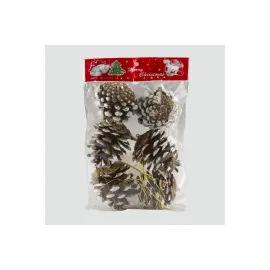 6lı Kozalak Yılbaşı Ağaç Süsü-Kahverengi