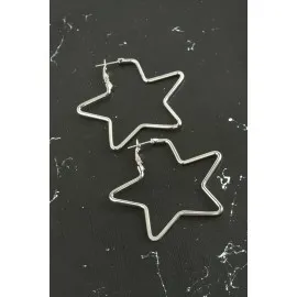 Yıldız Trend Küpe 5 Cm-Gümüş Rengi