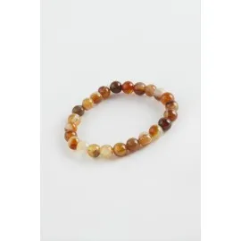 Çocuk Akik Doğaltaş Bileklik 6 Mm-Kahverengi