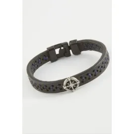 Pusula Kaliteli Suni Deri Bileklik-Siyah