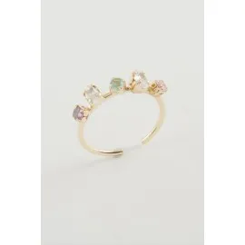 Oval Renkli Taşlı Yüzük-Sarı