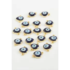 Nazar Çift Kulplu Mineli Bileklik ve Kolye Ucu Aparatı 1 Adet-Lacivert