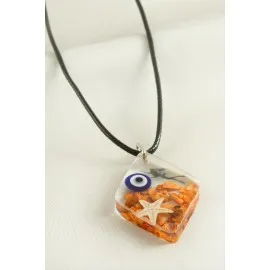 Deniz Yıldızı Epoksi Kolye-Turuncu