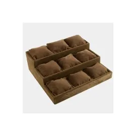 3 Basamaklı Anfora Kumaş Yastıklı Stand-Açık Kahverengi