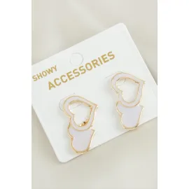 Kalp Yeni Sezon Mineli Küpe-Lila