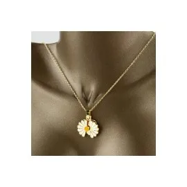 Papatya Figürlü Lüx Kolye-Sarı