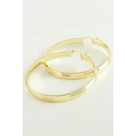 Çizgili Halka Küpe 6 Cm-Sarı