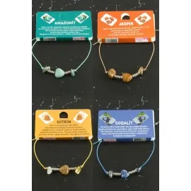 Kalp Karışık Doğaltaş Bileklik-Renkli