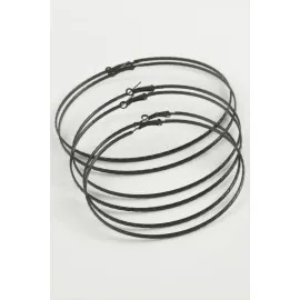 Zincir Desenli Metal Halka Küpe 6 Adet-Siyah