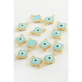 Çiçek Çift Kulplu Mineli Bileklik Ve Kolye Ucu Aparatı 1 Adet-Açık Mavi