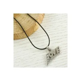 Love Yazılı Metal Vinlex Deri Kolye-Gümüş Rengi