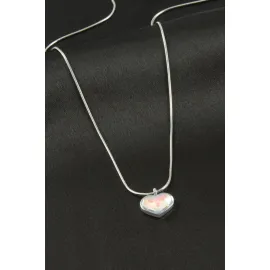 Kalp Çelik Kolye-Gümüş Rengi