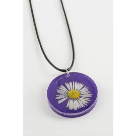 Papatya Epoksi Kolye-Mor