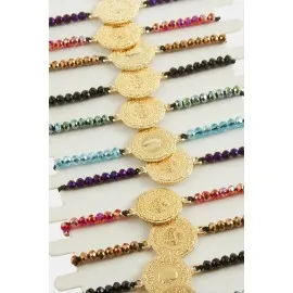 Kristal Çeyrek Bileklik-Renkli