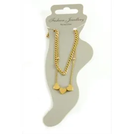 Kalp Lüks Çelik Halhal-Sarı