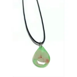 Kartopu Çiçeği Damla Epoksi Kolye-Yeşil