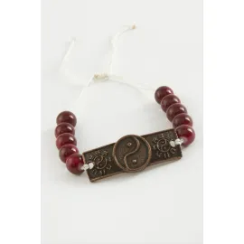 Karışık Aparatlı Cam Taş Makrome Örgü İp Bileklik-Renkli