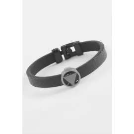 Üçgen Kaliteli Suni Deri Bileklik-Siyah