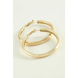 Noktalı Halka Küpe 4,5 cm-Sarı