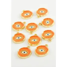 Göz Tek Kulp Mineli Bileklik Ve Kolye Ucu Aparatı 1 Adet-Turuncu