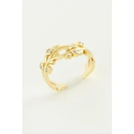 Ağaç Taşlı Metal Yüzük-Gümüş Rengi