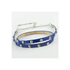 Klasik Deri Taşlı Kemer-Mavi