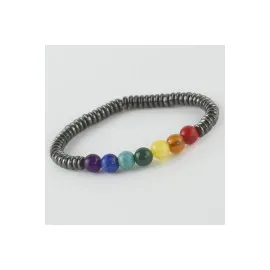 7Li Doğaltaş Çakra Bileklik-Antrasit