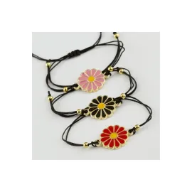 Papatya Figürlü Mineli Bileklik-Renkli
