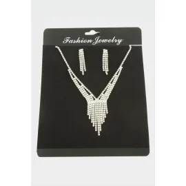 Lüks Suyolu Set Kolye-Gümüş Rengi