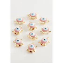 Kaplumbağa Nazar Mineli Aparat 1 Adet-Pembe