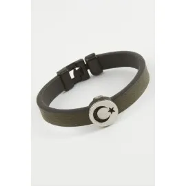 Ay Yıldız Kaliteli Suni Deri Bileklik-Yeşil