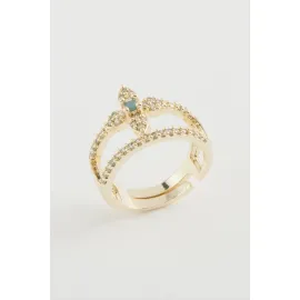 Çiçek Zirkon Taşlı Yüzük-Gümüş Rengi