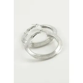 Üçgen Halka Küpe 4 Cm-Gümüş Rengi