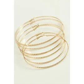 Burgulu Metal Halka Küpe 6 Adet-Sarı