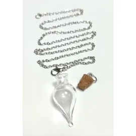 Mantar Kapaklı Boş Fanus Canlı Kolye-Gümüş Rengi