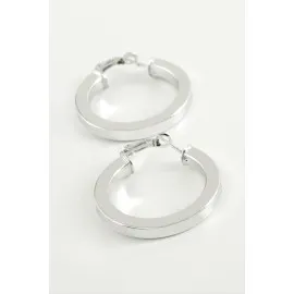 Ezme Halka Küpe 3 Cm-Gümüş Rengi