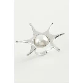 Güneş İnci Metal Yüzük-Sarı