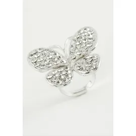 Kelebek Taşlı Yüzük-Gümüş Rengi