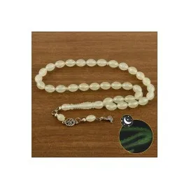 Oval Kesim Tombul Fosforlu Tesbih 8X10 Mm-Fosfor Yeşil