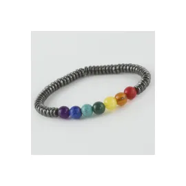 7li Doğaltaş Çakra Bileklik-Antrasit