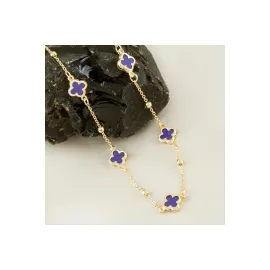 Çiçek Mineli Yeni Sezon Zincir Kolye 45 cm-Mor