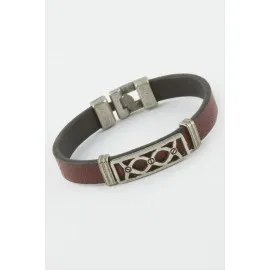 Sonsuzluk Suni Deri Bileklik-Bordo