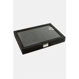 Cam Kapaklı Anfora Kumaş Tırnaklı Yüzük Standı 24X34 Cm-Siyah