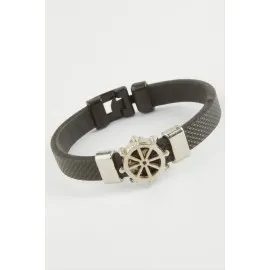 Dümen Kaliteli Suni Deri Bileklik-Siyah