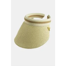 Fiyong Kasketli Hasır Plaj Şapkası-Bej