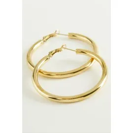 Boru Lüks Çelik Halka Küpe 5 Cm-Sarı