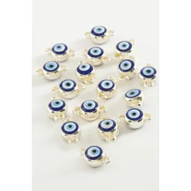 Nazar Çift Kulplu Mineli Bileklik ve Kolye Ucu Aparatı 1 Adet-Mavi