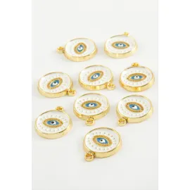 Göz Tek Kulp Mineli Bileklik Ve Kolye Ucu Aparatı 1 Adet-Beyaz